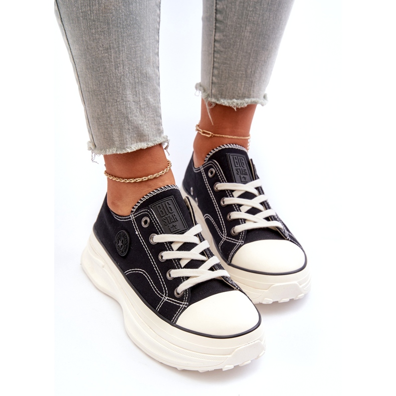 Big Star Frauen -Sneaker auf dem massiven alleinigen großen Star NN274125 Schwarz 3