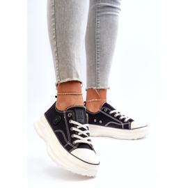 Big Star Frauen -Sneaker auf dem massiven alleinigen großen Star NN274125 Schwarz 2