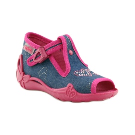 Befado 213p101 Hausschuhe mit Herz marineblau rosa 1