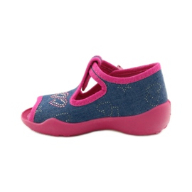 Befado 213p101 Hausschuhe mit Herz navy blau rosa 2
