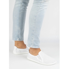 Weiße Schuhe Barfuß Leder Frauen Pollonus 5-1308-025 2