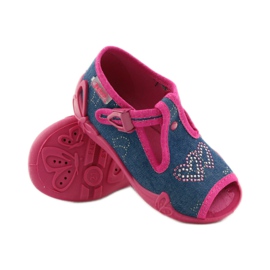Befado 213p101 Hausschuhe mit Herz marineblau rosa 3