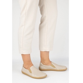 Barfuß-Leder-Frauenschuhe Pollonus Vanilia 5-130-022 Beige rutschten 1