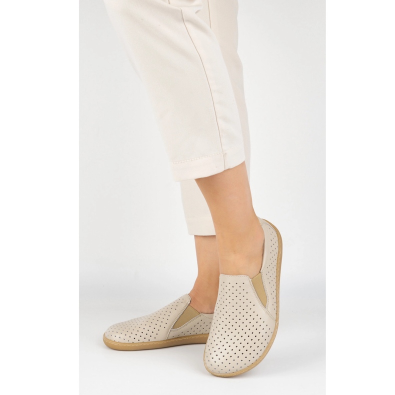 Barfuß-Leder-Frauenschuhe Pollonus Vanilia 5-130-022 Beige rutschten 2