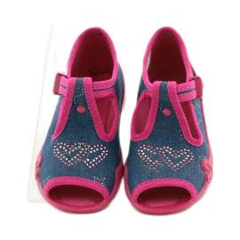 Befado 213p101 Hausschuhe mit Herz marineblau rosa 4