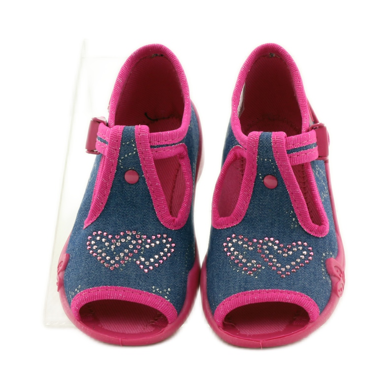 Befado 213p101 Hausschuhe mit Herz marineblau rosa 4