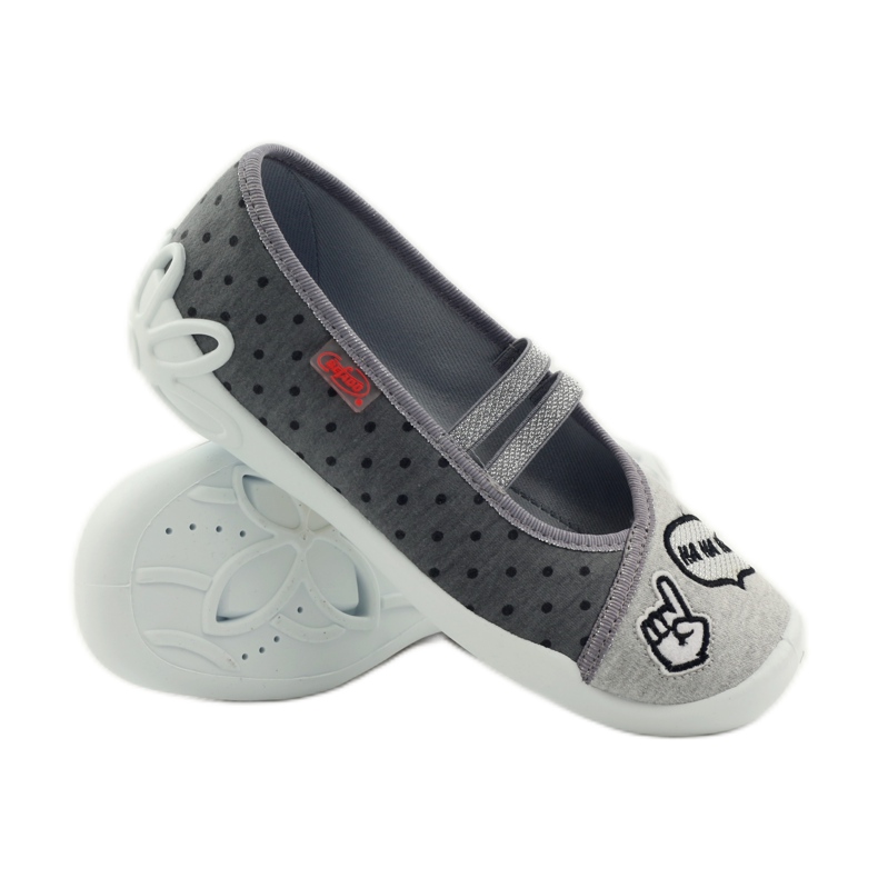 Befado Kinderschuhe Ballerinas Hausschuhe 116Y235 grau 3