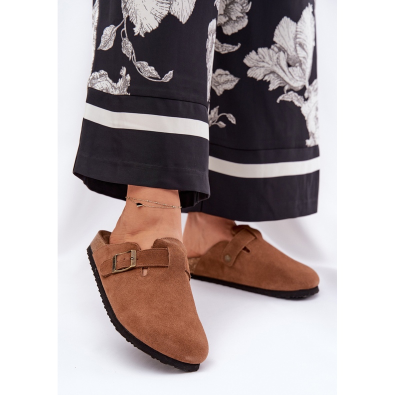 Frauen Wildleder Flip -Flops mit Big Star RR274A387 Brauner Schnalle 2