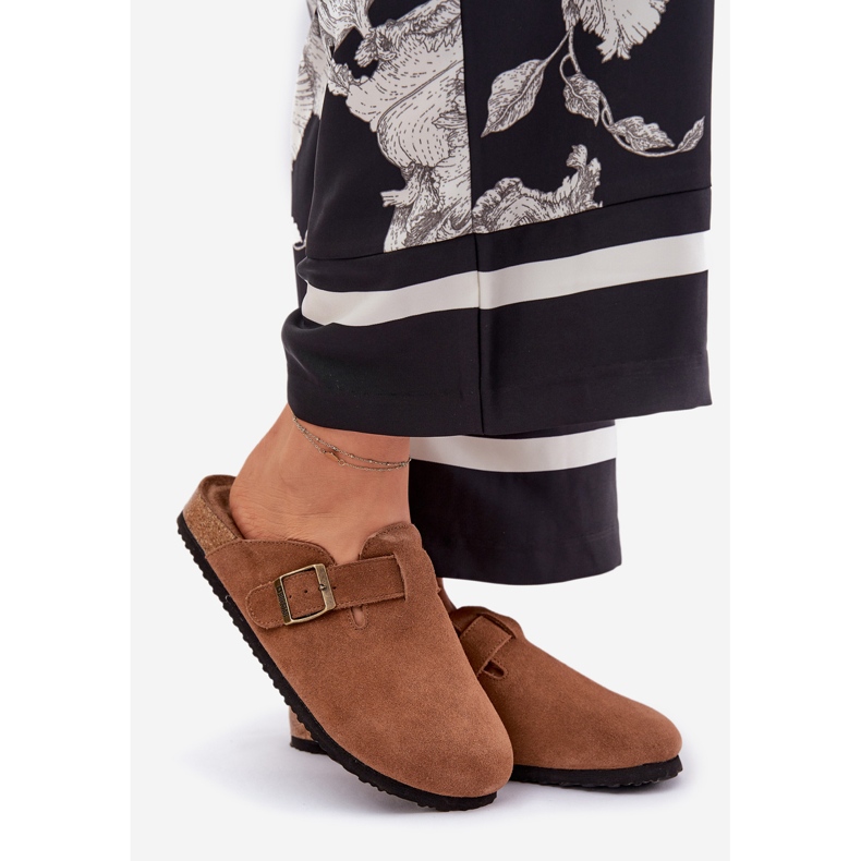 Frauen Wildleder Flip -Flops mit Big Star RR274A387 Brauner Schnalle 1