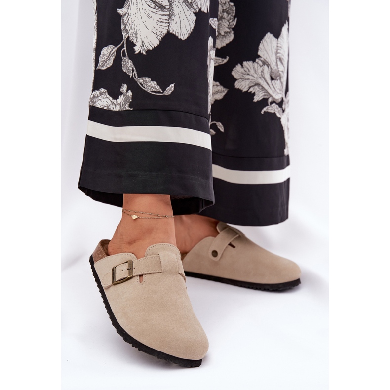 Big Star Wildleder -Flip -Flops Frauen -Clogs mit einem großen Star RR274A385 Beige Schnalle 2