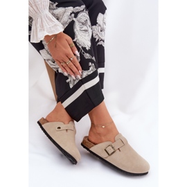 Big Star Wildleder -Flip -Flops Frauen -Clogs mit einem großen Star RR274A385 Beige Schnalle 7