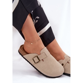 Big Star Wildleder -Flip -Flops Frauen -Clogs mit einem großen Star RR274A385 Beige Schnalle 8