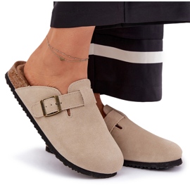 Big Star Wildleder -Flip -Flops Frauen -Clogs mit einem großen Star RR274A385 Beige Schnalle 9