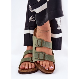 Women's Suede Flip Flops mit Big Star RR274A393 Grüne Klemmen 3
