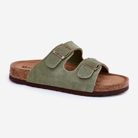 Women's Suede Flip Flops mit Big Star RR274A393 Grüne Klemmen 4