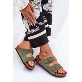 Women's Suede Flip Flops mit Big Star RR274A393 Grüne Klemmen 7