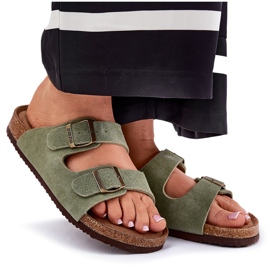 Women's Suede Flip Flops mit Big Star RR274A393 Grüne Klemmen 10