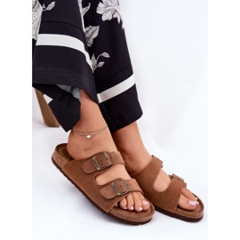 Frauen Wildleder Flip Flops mit Big Star RR274A394 Braune Schnallen 10