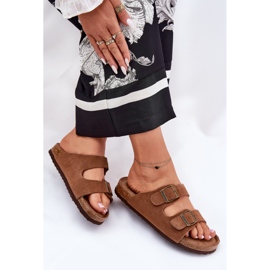 Frauen Wildleder Flip Flops mit Big Star RR274A394 Braune Schnallen 11