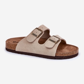 Frauen Wildleder Flip Flops mit Big Star RR274A391 Beige Schnallen 6