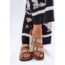 Frauen Wildleder Flip Flops mit Big Star RR274A391 Beige Schnallen 5