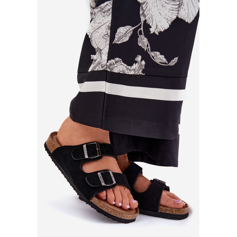 Frauen Wildleder Flip Flops mit Big Star RR274A390 Black Schnallen schwarz 1