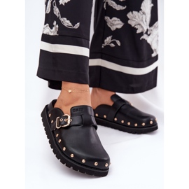 Lederflip -Flops -Frauen -Clogs auf der Big Star RR274A378 Black Platform schwarz 2