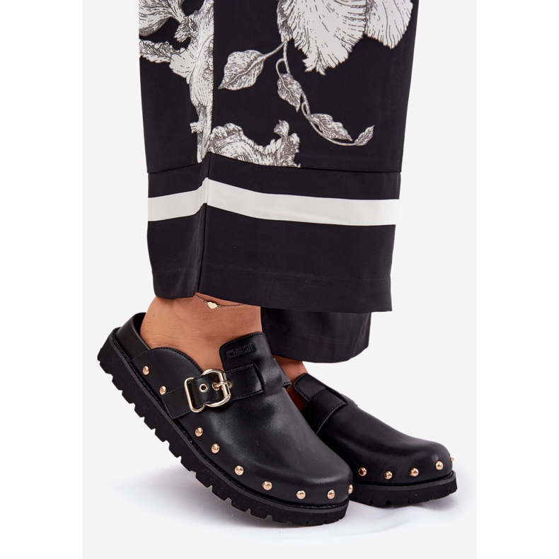 Lederflip -Flops -Frauen -Clogs auf der Big Star RR274A378 Black Platform schwarz 1