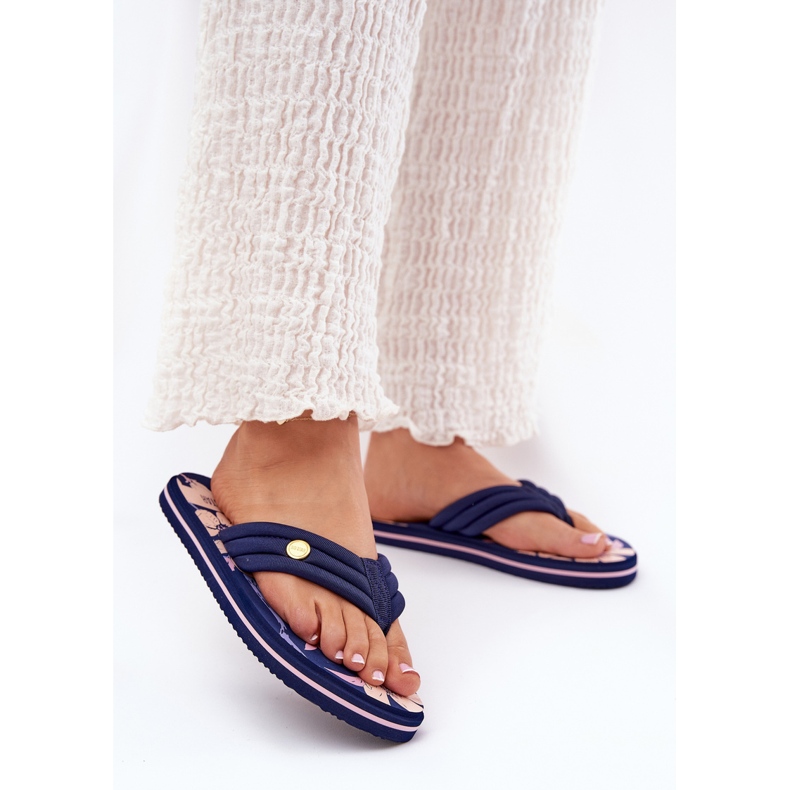 Japanische Frauen Flip Flops Big Star RR274A109 Marine Blau 2