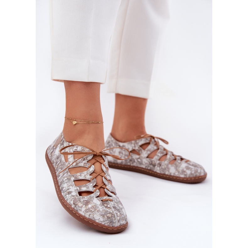 Leder-Ballerinas mit ausgeschnittenem Maciejka 06835-25/00-1 Gold golden 2