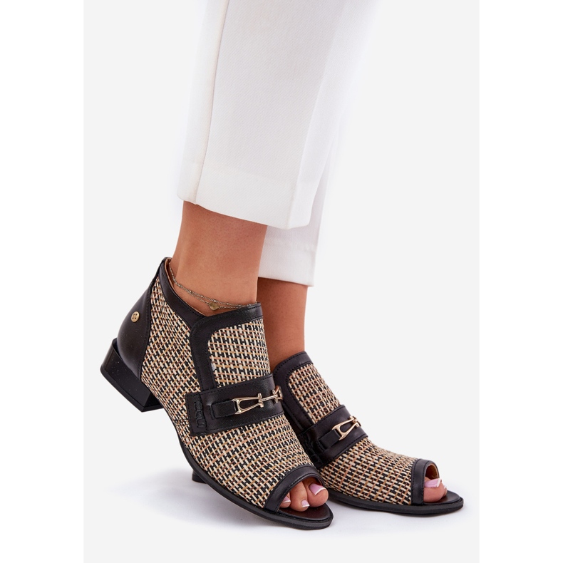 Frauen Lederstiefel mit nackten Fingern Maciejka 06934-39/00-1 Schwarz und Beige 1