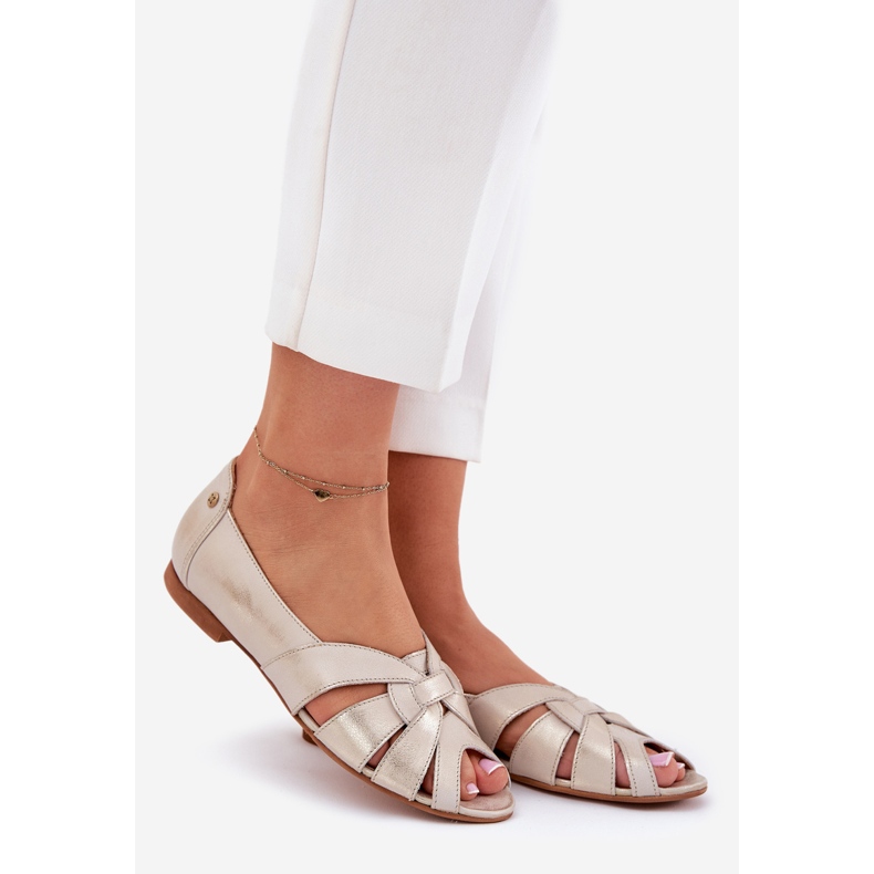 Leder-Ballerinas mit nackten Fingern Maciejka 06908-25/001-1 Zloty Wischt golden 1