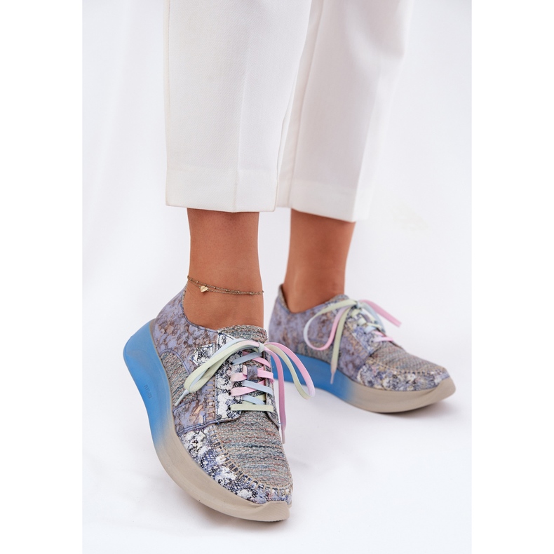 Damen-Lederschuhe auf der Maciejka-Plattform 06776a-06 Blau 2