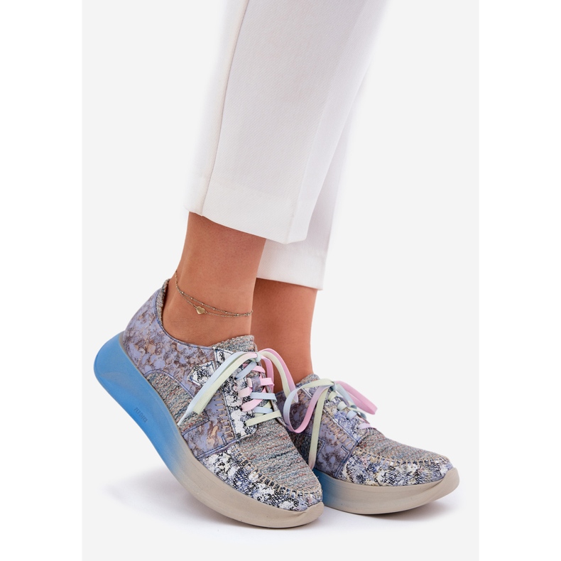 Damen-Lederschuhe auf der Maciejka-Plattform 06776a-06 Blau 1