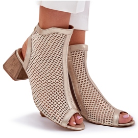 Damen-Leder-High Heels mit einer offenen Maciejka-Ferse 06899-25 Golden-Bege beige 10