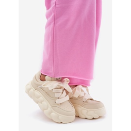 GOE Damen -Leder -Sneaker auf der massiven Plattform rr2N4043 Beige 1