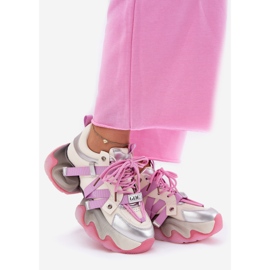 Damen -Leder -Turnschuhe auf dem massiven alleinigen Goe RR2N4030 Pink rosa 1