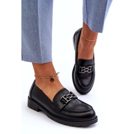 S.Barski Frauen um Öko-Leder-Mokassins mit einer Verzierung von S. Barski Hy372 Schwarz 2