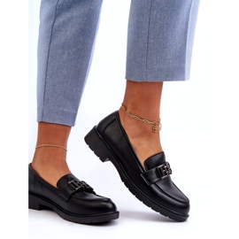 S.Barski Frauen um Öko-Leder-Mokassins mit einer Verzierung von S. Barski Hy372 Schwarz 3