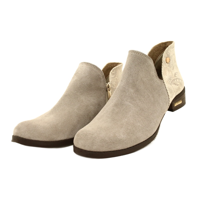 Olivier Frauen Lederstiefel beige 4