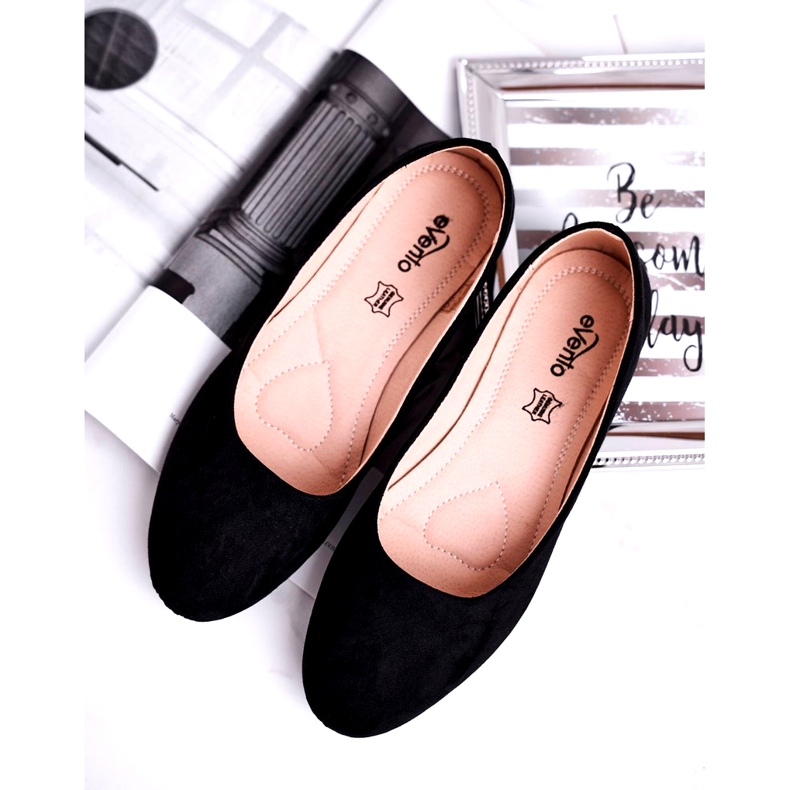 Evento Frauen Wildleder Ballerinas 9BL02-1031 Leder Innensohle Schwarzer Einsatz 4