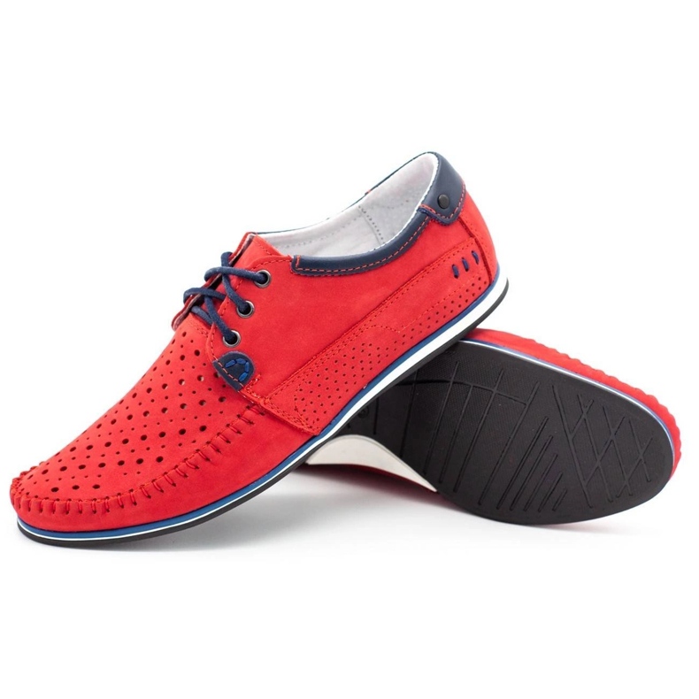 KOMODO Herrenschuhe Leder -Ladung 875 für den Sommer rot 3