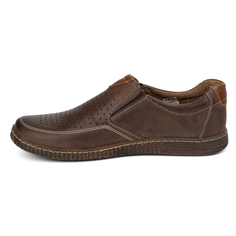 KOMODO Herren Lederschuhe Casual Openwork 854/L/2 Brown braun 1
