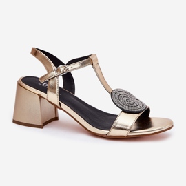 S.Barski Ledersandalen auf dem Pfosten mit Dekoration JC51-842 Gold golden 4