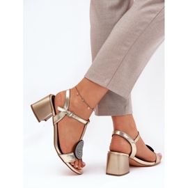 S.Barski Ledersandalen auf dem Pfosten mit Dekoration JC51-842 Gold golden 5