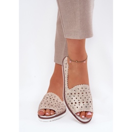 S.Barski Leder offene Ballerinas mit nackten Fingern S. Barski LR51-922 Beige 2
