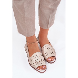 S.Barski Leder offene Ballerinas mit nackten Fingern S. Barski LR51-922 Beige 3