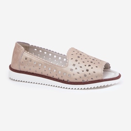S.Barski Leder offene Ballerinas mit nackten Fingern S. Barski LR51-922 Beige 4