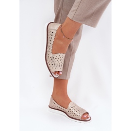 S.Barski Leder offene Ballerinas mit nackten Fingern S. Barski LR51-922 Beige 5