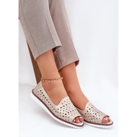 S.Barski Leder offene Ballerinas mit nackten Fingern S. Barski LR51-922 Beige 6